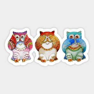 Three wise owls Sticker